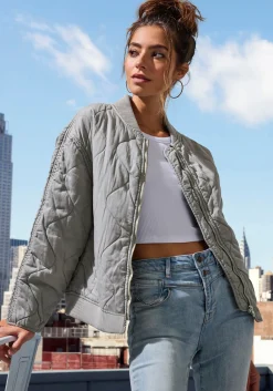 Jacken|LASCANA Steppjacke grau