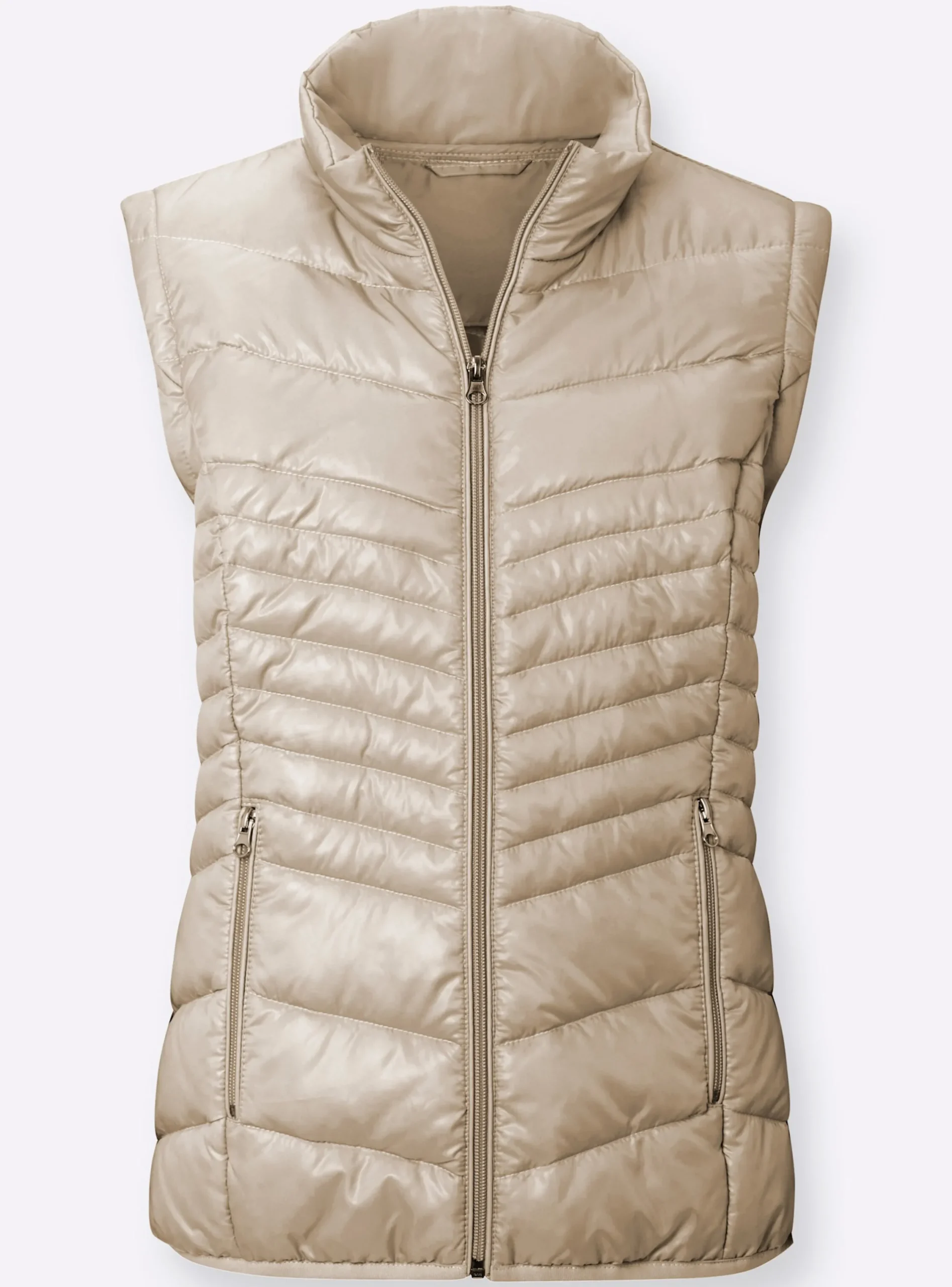 Jacken| Steppjacke mit abzippbaren Ärmeln beige