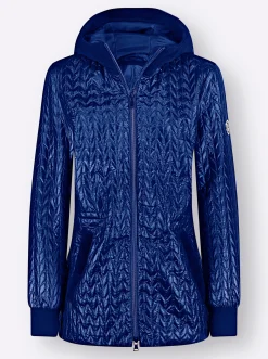 Jacken| Steppjacke mit Details aus Samt royalblau