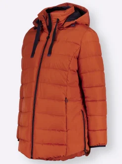 Jacken| Steppjacke mit elastischer Kontrast-Paspelierung rostrot