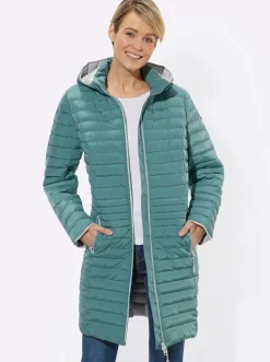 Jacken| Steppjacke mit Kapuze, abnehmbar mint-meliert
