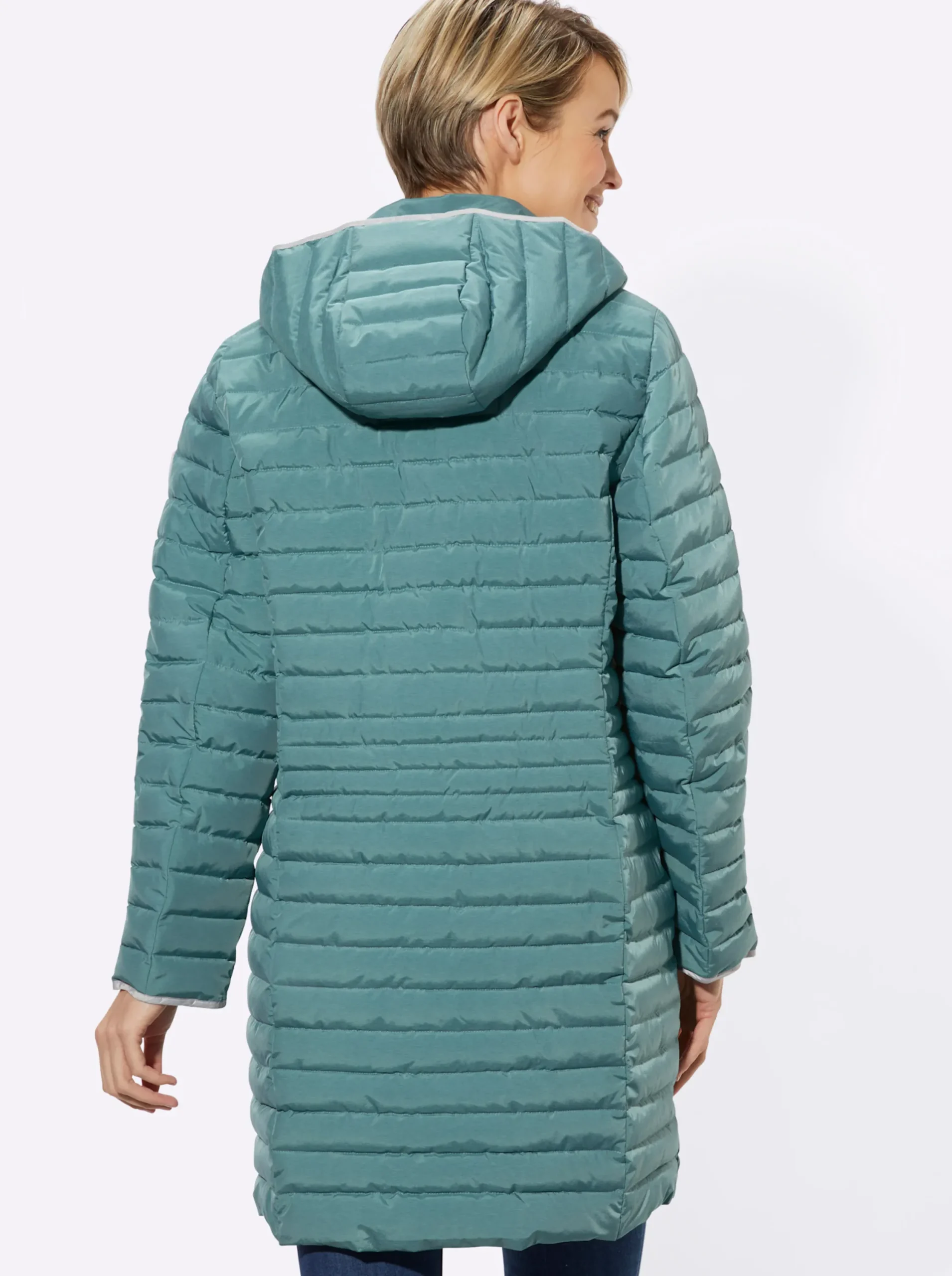 Jacken| Steppjacke mit Kapuze, abnehmbar mint-meliert