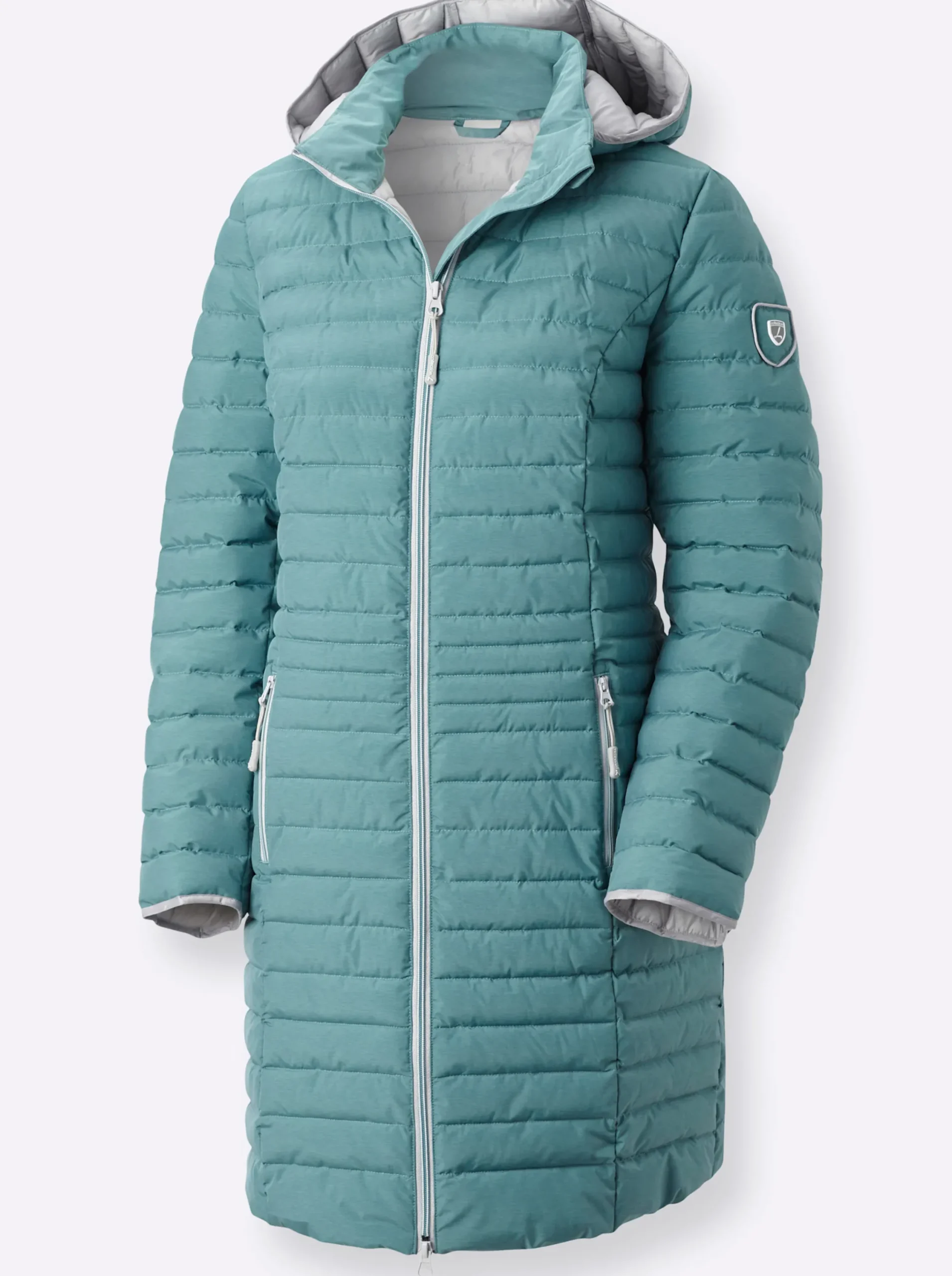 Jacken| Steppjacke mit Kapuze, abnehmbar mint-meliert