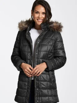 Mäntel|Jacken| Steppjacke mit Reißverschluss-Seitenschlitzen schwarz