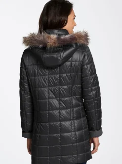 Mäntel|Jacken| Steppjacke mit Reißverschluss-Seitenschlitzen schwarz
