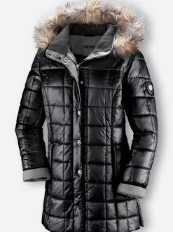 Mäntel|Jacken| Steppjacke mit Reißverschluss-Seitenschlitzen schwarz