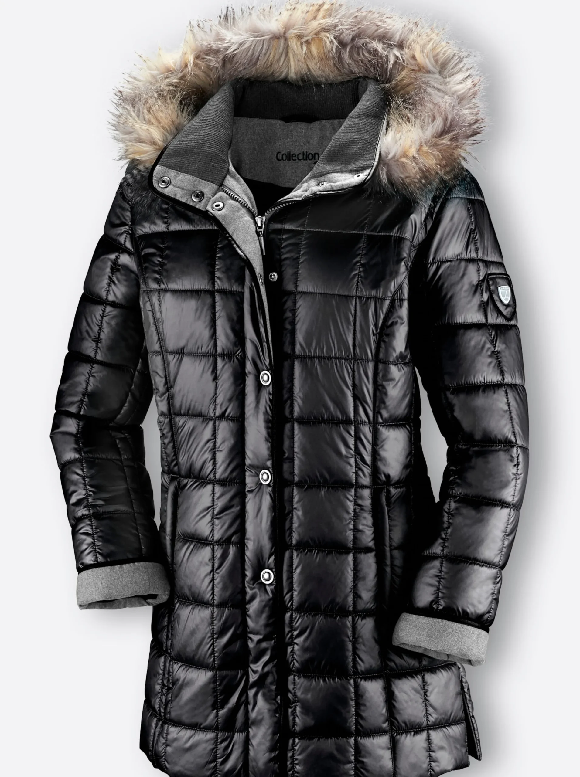 Mäntel|Jacken| Steppjacke mit Reißverschluss-Seitenschlitzen schwarz