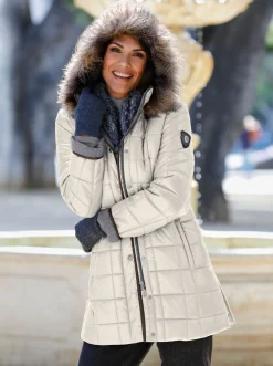 Mäntel| Steppjacke mit Reißverschluss-Seitenschlitzen ecru