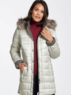 Mäntel| Steppjacke mit Reißverschluss-Seitenschlitzen ecru