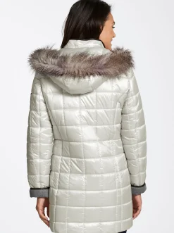 Mäntel| Steppjacke mit Reißverschluss-Seitenschlitzen ecru