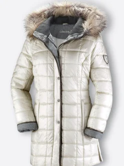Mäntel| Steppjacke mit Reißverschluss-Seitenschlitzen ecru