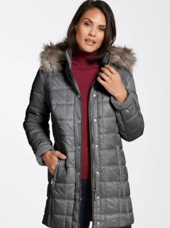 Mäntel|Jacken| Steppjacke mit Reißverschluss-Seitenschlitzen grau