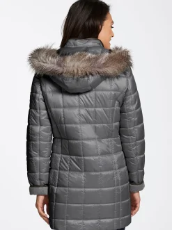 Mäntel|Jacken| Steppjacke mit Reißverschluss-Seitenschlitzen grau
