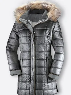 Mäntel|Jacken| Steppjacke mit Reißverschluss-Seitenschlitzen grau
