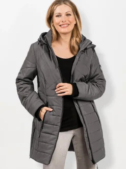 Jacken| Steppjacke mit seitlichen Reißverschlüssen anthrazit