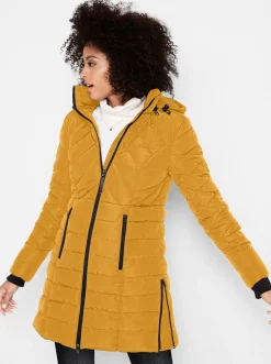 Jacken| Steppjacke mit seitlichen Reißverschlüssen ocker