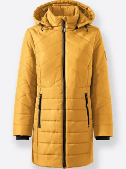 Jacken| Steppjacke mit seitlichen Reißverschlüssen ocker