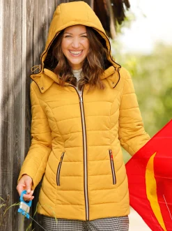 Jacken| Steppjacke mit Teddy-Fleece innen curry
