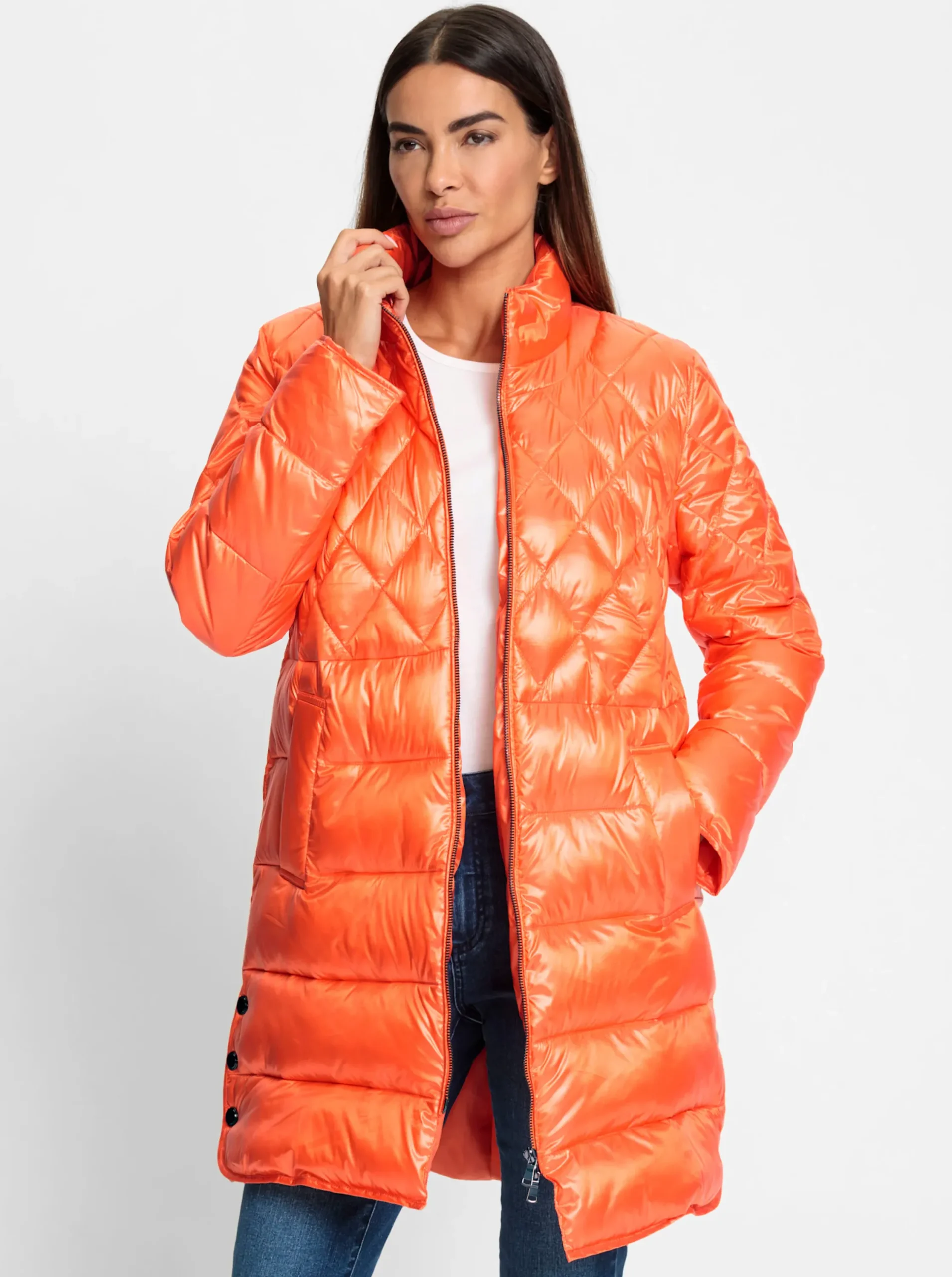 Mäntel|heine Steppmantel in Glanz-Optik orange
