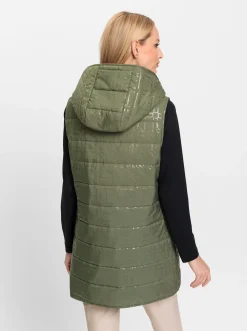 Jacken|heine Steppweste mit Glanzdruck khaki