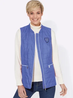 Jacken| Steppweste mit Reißverschluss-Taschen jeansblau