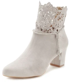 Stiefeletten|Stiefel|LASCANA Stiefelette hellgrau