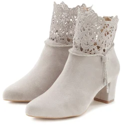 Stiefeletten|Stiefel|LASCANA Stiefelette hellgrau