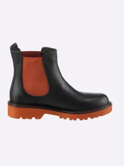Stiefeletten|Stiefel|heine Stiefelette schwarz-orange