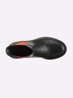 Stiefeletten|Stiefel|heine Stiefelette schwarz-orange