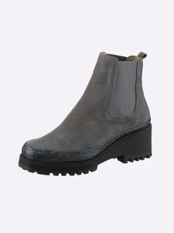 Stiefeletten|Stiefel|heine Stiefelette grau-bleu-metallic