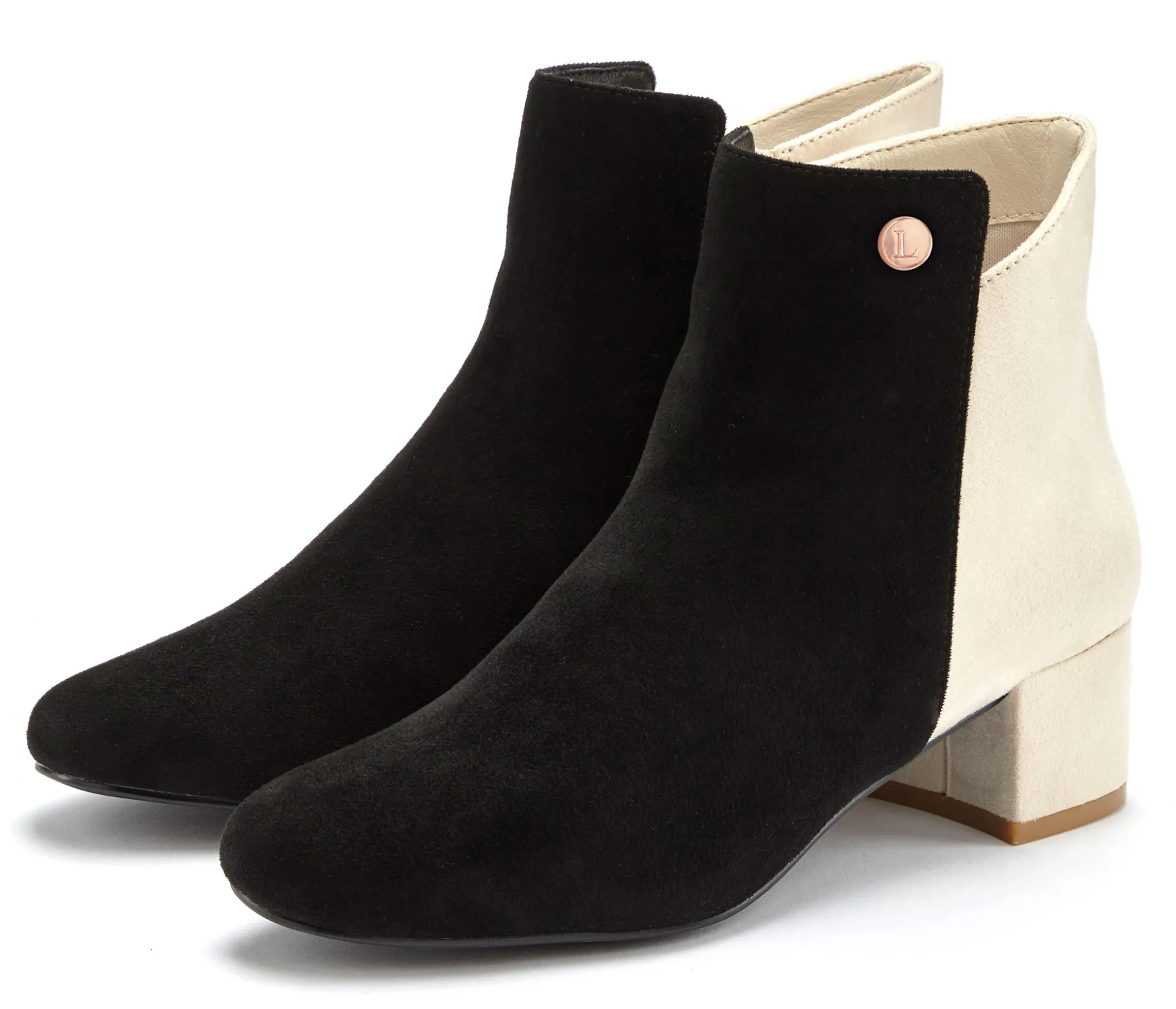 Stiefeletten|Stiefel|LASCANA Stiefelette schwarz/creme