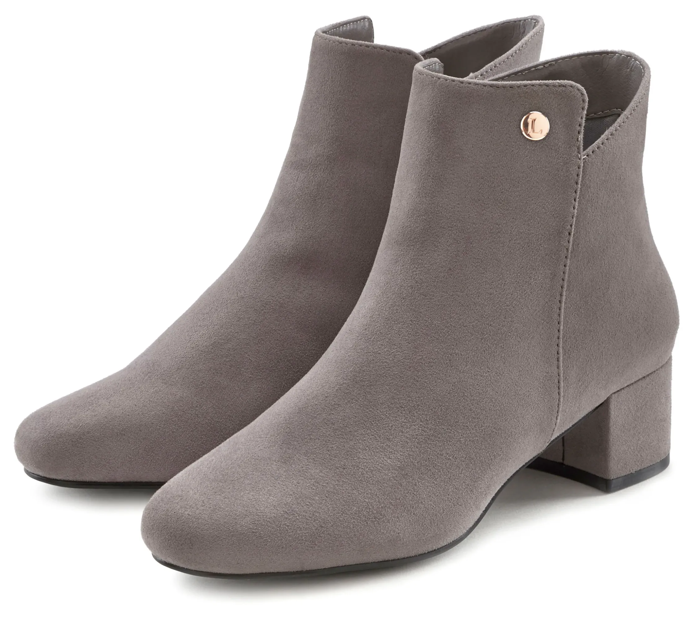 Stiefeletten|Stiefel|LASCANA Stiefelette hellgrau