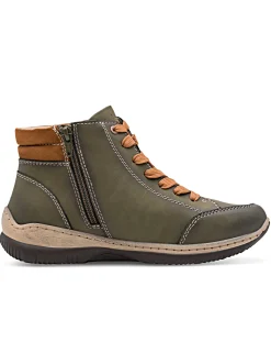 Stiefeletten|Stiefel|Jana Stiefelette mit Ziernähten khaki