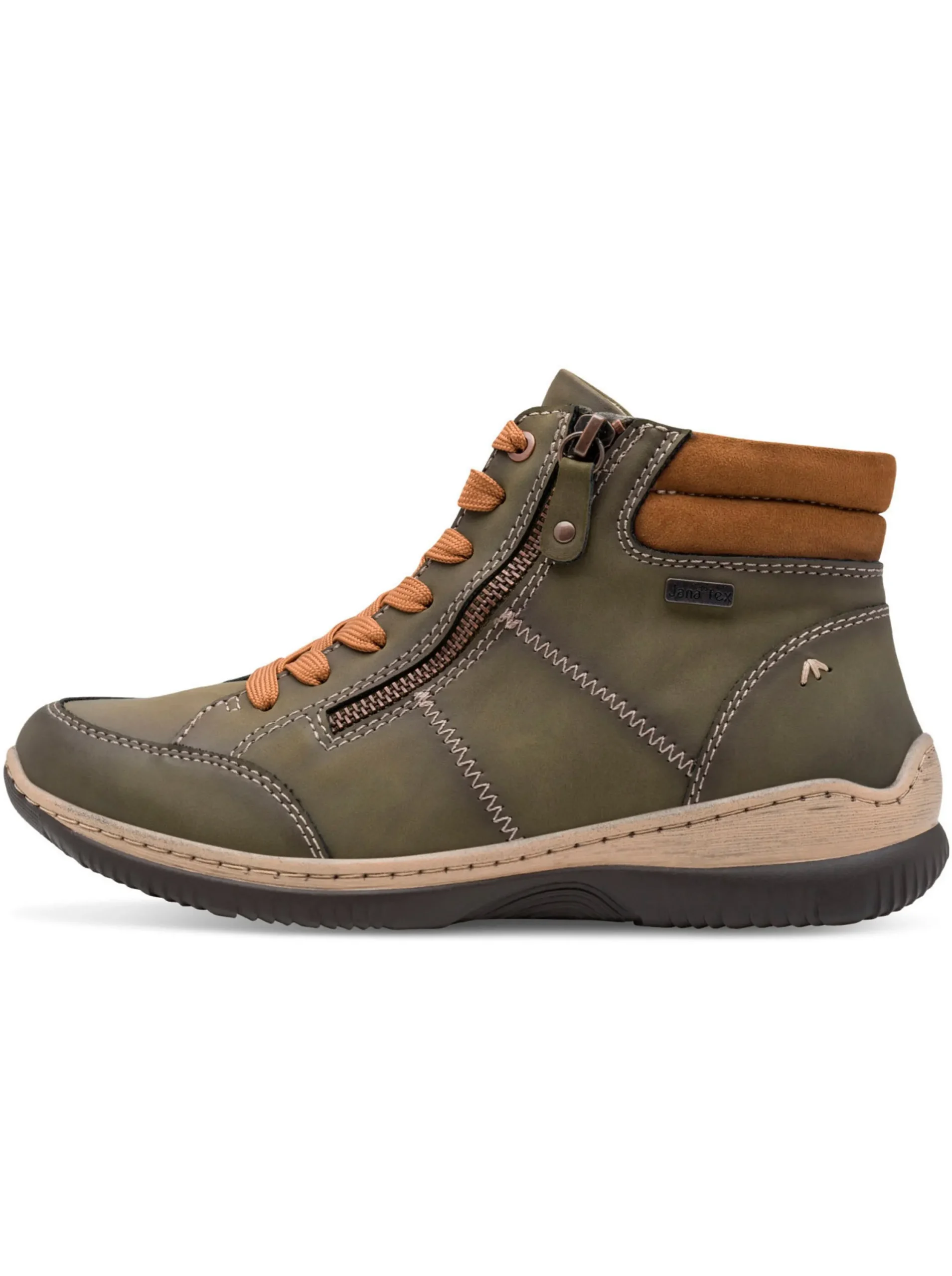 Stiefeletten|Stiefel|Jana Stiefelette mit Ziernähten khaki