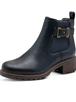 Stiefeletten|Stiefel|Jana Stiefelette mit Zierriegel nachtblau