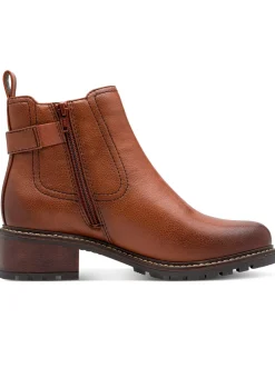 Stiefeletten|Stiefel|Jana Stiefelette mit Zierriegel cognac