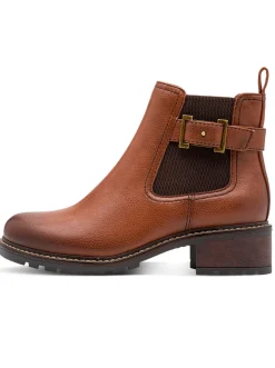 Stiefeletten|Stiefel|Jana Stiefelette mit Zierriegel cognac