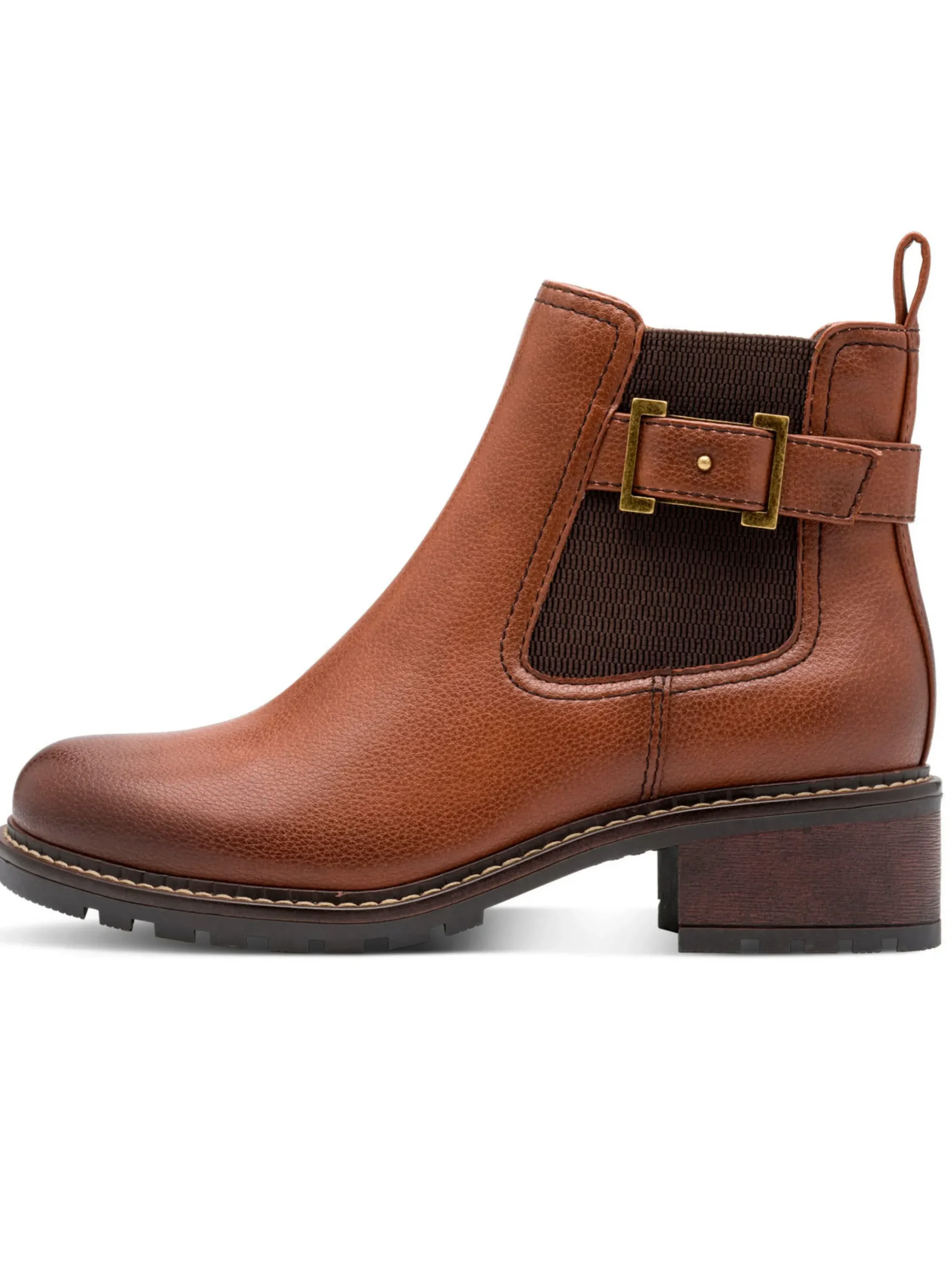 Stiefeletten|Stiefel|Jana Stiefelette mit Zierriegel cognac