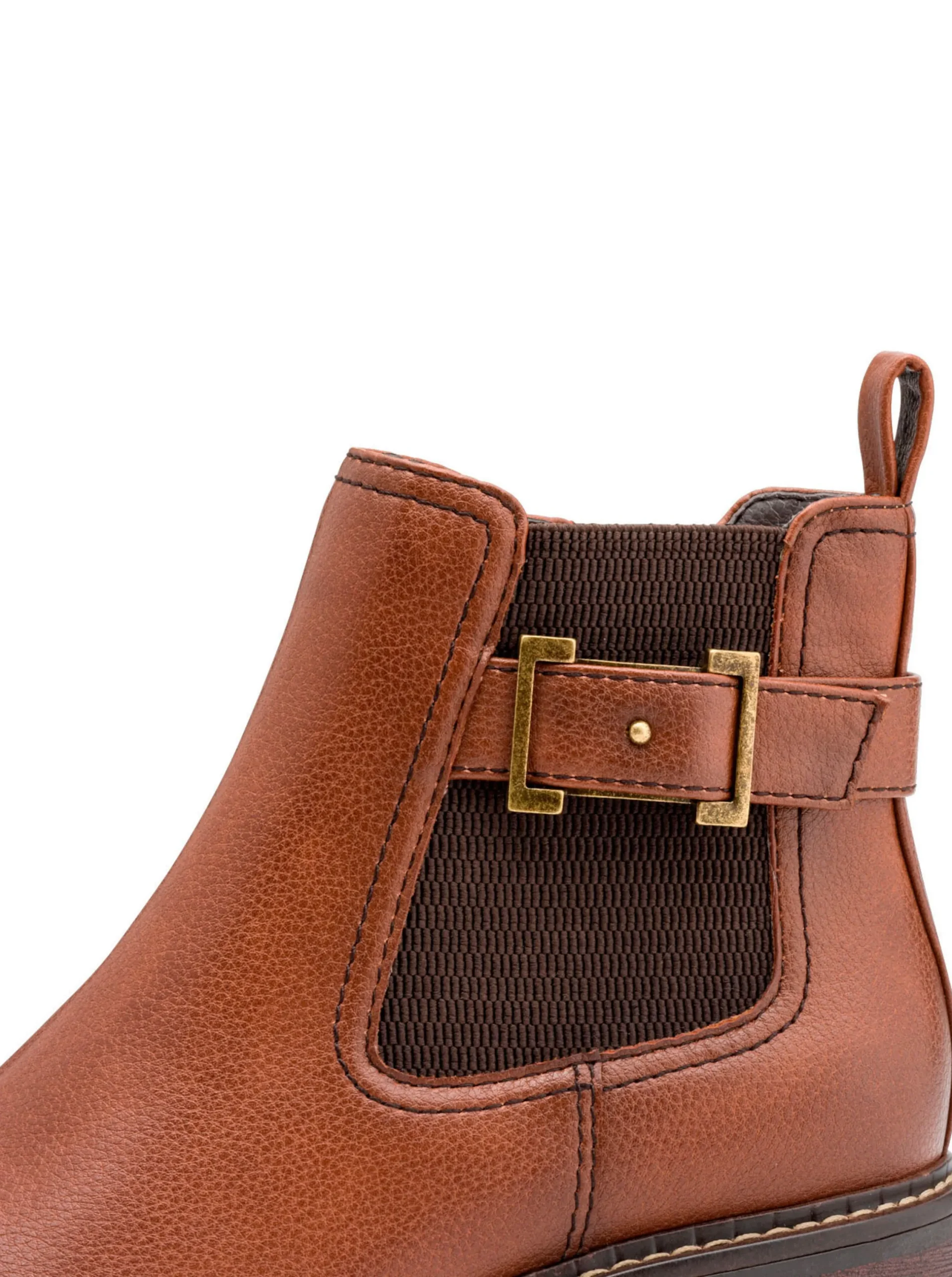 Stiefeletten|Stiefel|Jana Stiefelette mit Zierriegel cognac