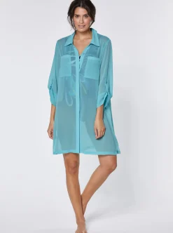 Strandkleider|Strandmode|feel good Strandbluse aquamarine