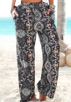 Hosen|LASCANA Strandhose schwarz-bedruckt
