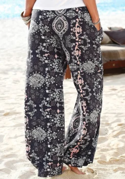 Hosen|LASCANA Strandhose schwarz-bedruckt