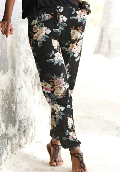 Hosen|LASCANA Strandhose schwarz-bedruckt