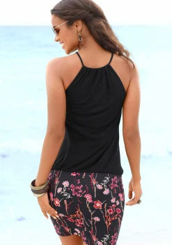 Strandkleider|LASCANA Strandkleid schwarz-bedruckt