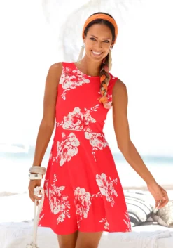 Kleider|Beachtime Strandkleid koralle-geblümt