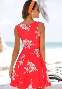 Kleider|Beachtime Strandkleid koralle-geblümt