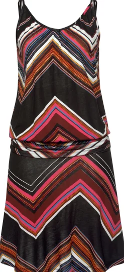 Strandkleider|Kleider|LASCANA Strandkleid schwarz-lila-bedruckt