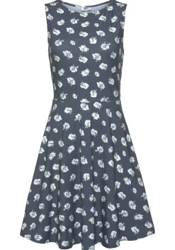 Strandkleider|Kleider|Beachtime Strandkleid graublau-bedruckt