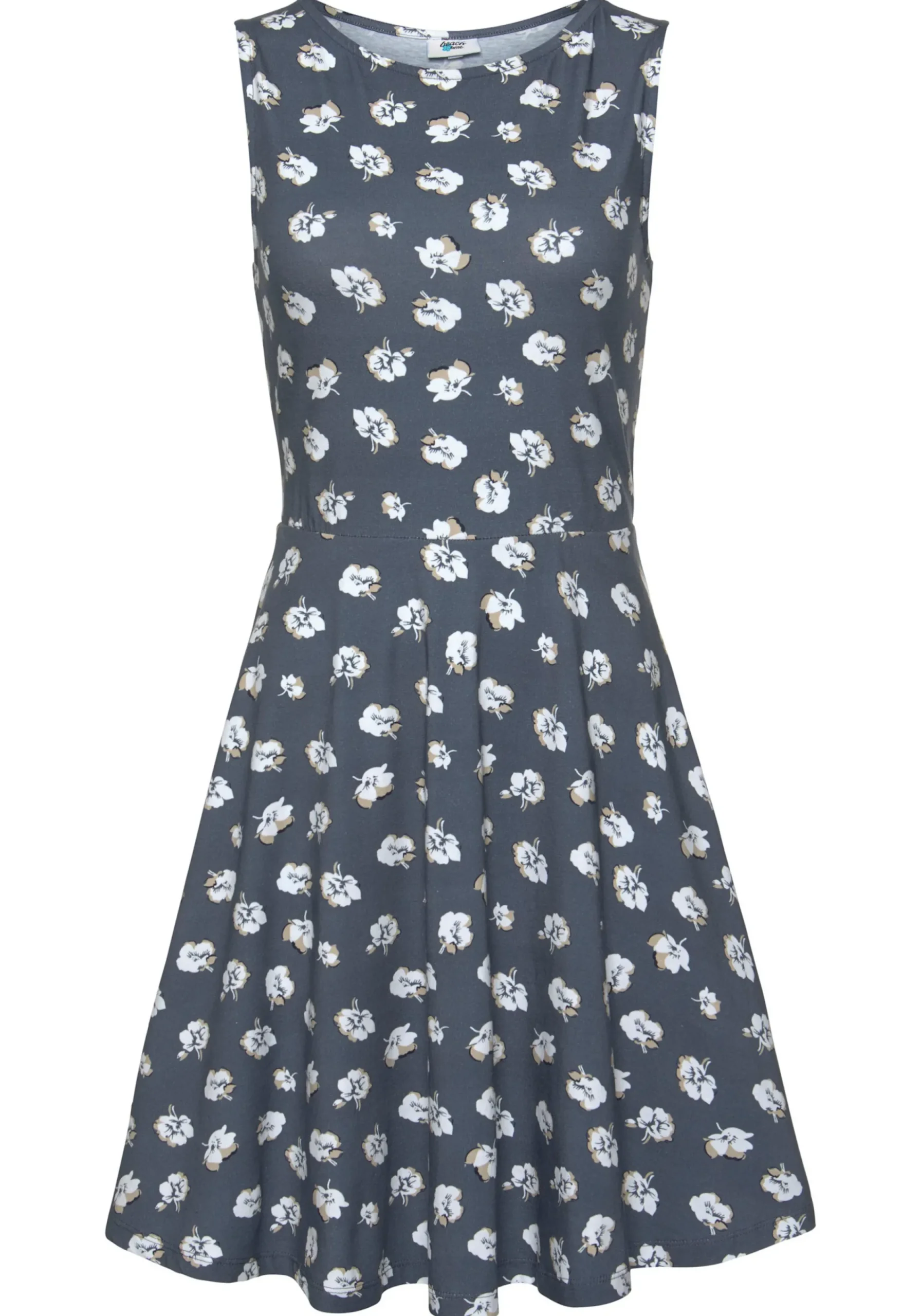 Strandkleider|Kleider|Beachtime Strandkleid graublau-bedruckt