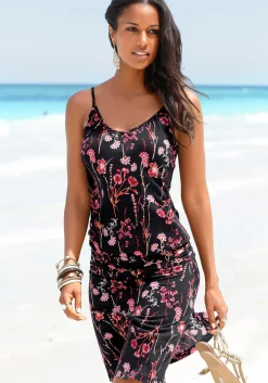 Strandkleider|LASCANA Strandkleid schwarz-bedruckt